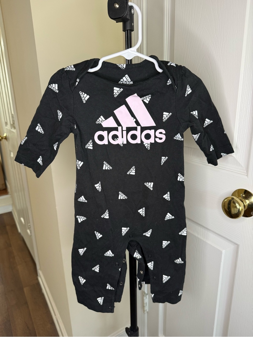 Adidas Black & Pink Logo Baby One-Piece